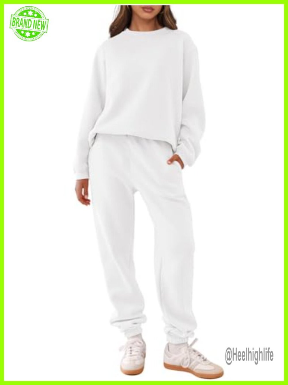 ANRABESS 2 Piece Lounge Set Crewneck Sweatshirt Jogger Pants Womens